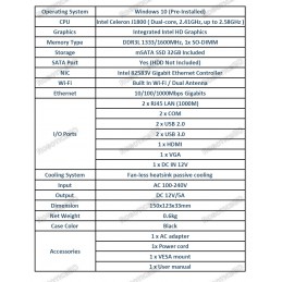 J1800 Windows 10 Pro Mini PC 2GB RAM + 32GB ROM